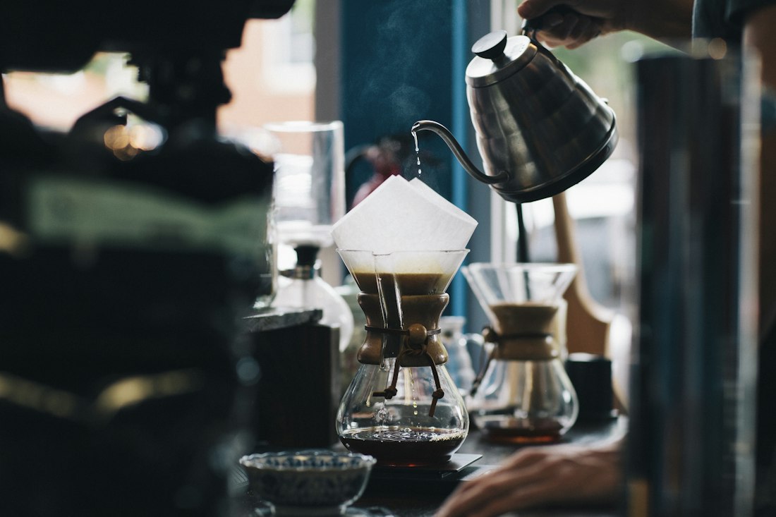 Our barista at work on the espresso machine